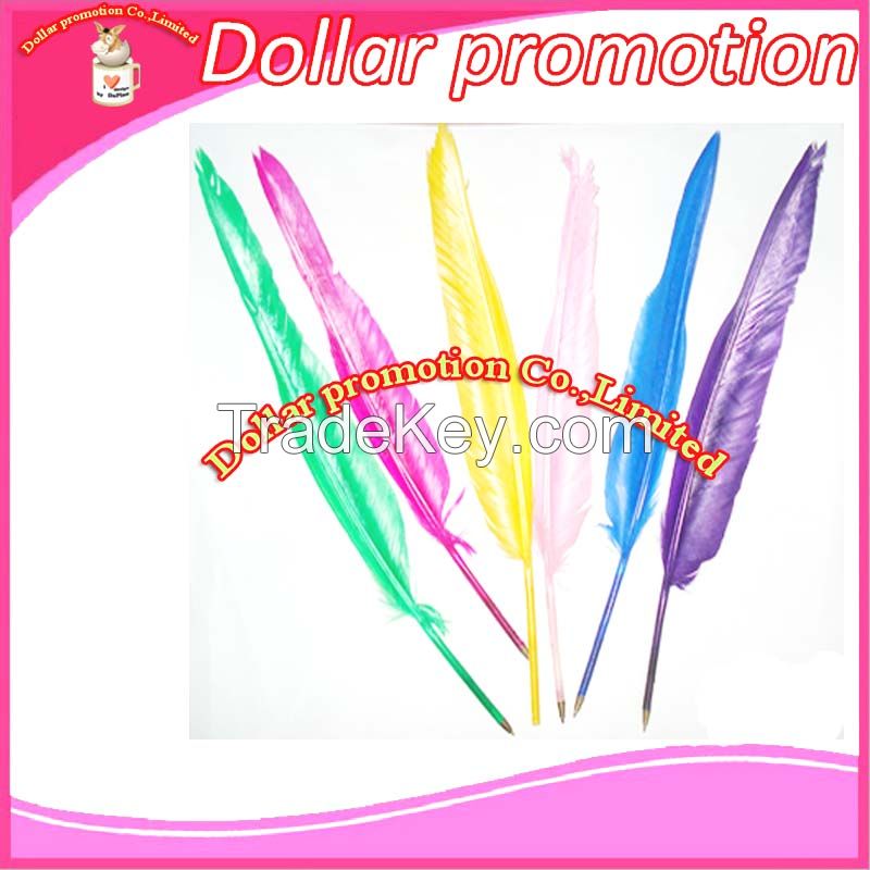 [Dollar promotion] custom logo   35cm unique ballpen feather pen, promotional gift pen wedding gift