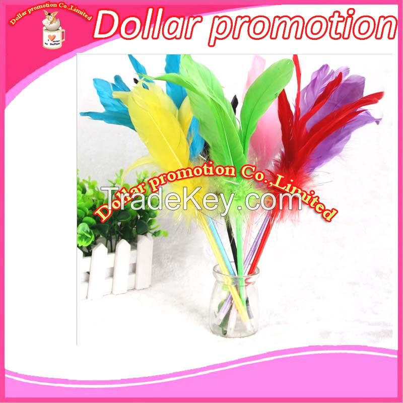 Dollar promotion]!wholesale 34cm sweet style feather pen gift pen promotion feather ballpoint pen