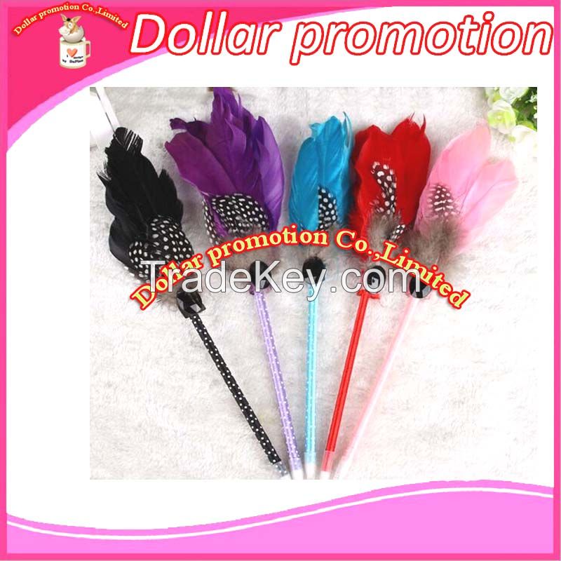 Dollar promotion]!wholesale 34cm sweet style feather pen gift pen promotion feather ballpoint pen