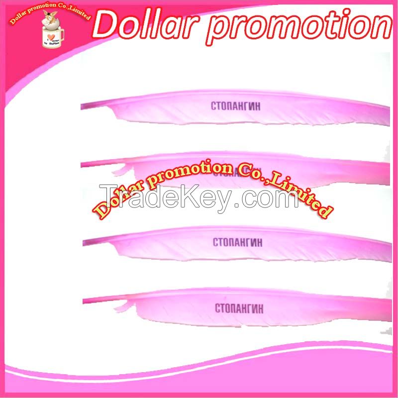 [Dollar promotion] custom logo  35cm craft ballpen unique feather pen, promotional gift pen wedding gift adversting gift pen school gift