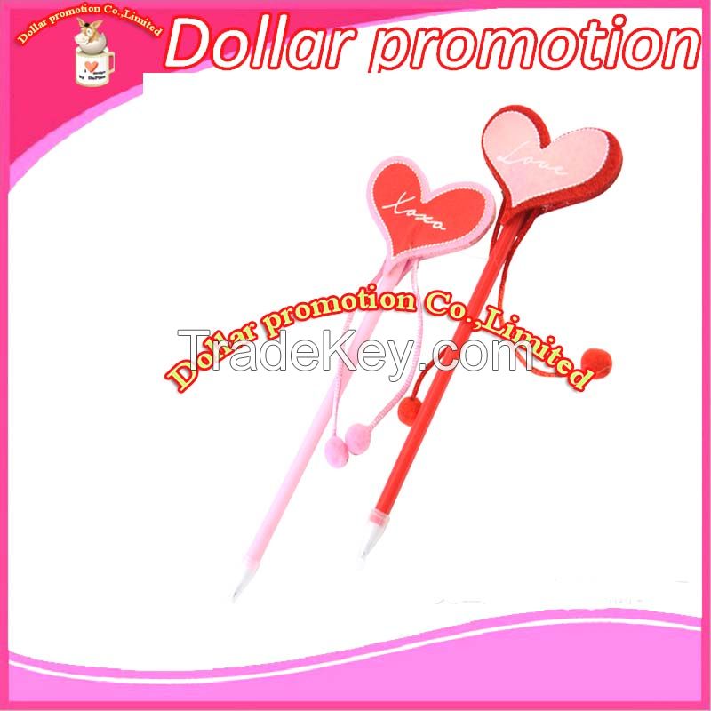 [Dollar promotion] Customized Valentine's Day felt cloth craft pen, long rope peach peach transfer pen ballpoint pen