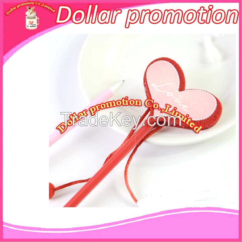 [Dollar promotion] Customized Valentine's Day felt cloth craft pen, long rope peach peach transfer pen ballpoint pen