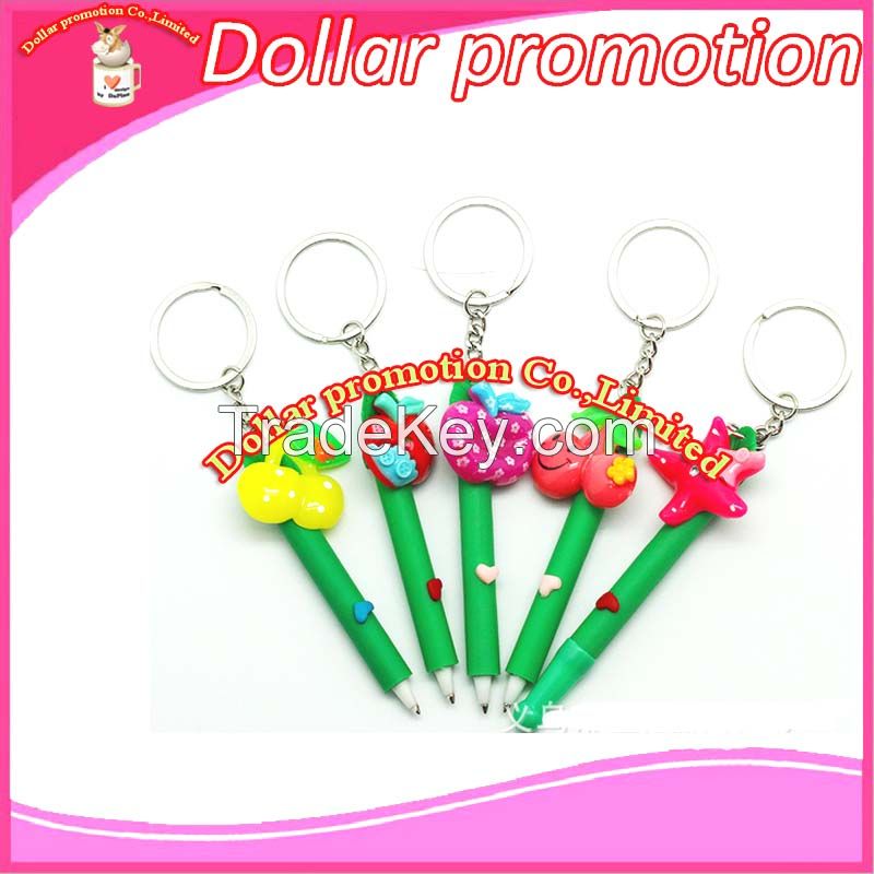 [Dollar promotion] Customized 1*12.5cm Moq mix 1600pcs supply of small soft Keychain pen, flower pen, cartoon pen, fashion gifts