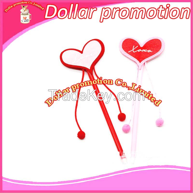 [Dollar promotion] Customized Valentine's Day felt cloth craft pen, long rope peach peach transfer pen ballpoint pen