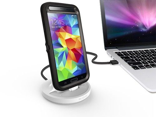 Rugged Case Compatible Sync & Charge Dock for Samsung Galaxy S5 (White)