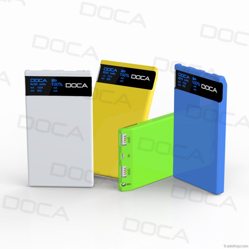 DOCA D601 New released 2014 8000mah portbable mobile battery power ban
