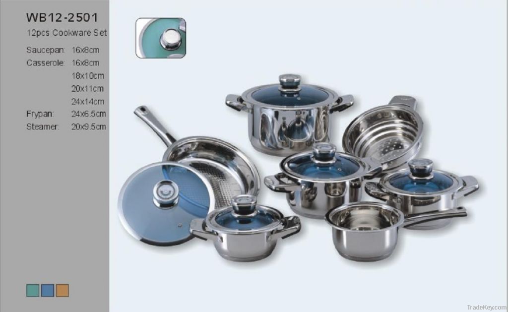 12PCS stainless steel cookware set