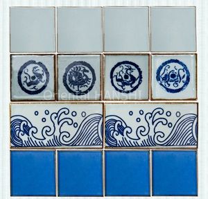 Handmade custom Blue and White  Porcelain tile