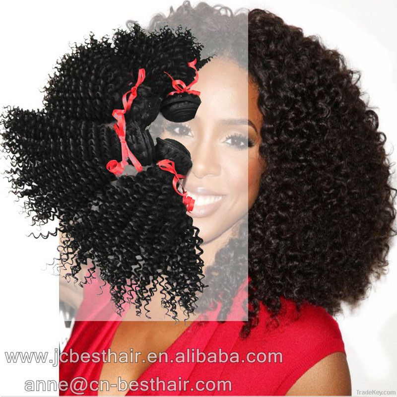 Unprocessed Natural Color Virgin Malaysian Kinky Curly Hair Weave