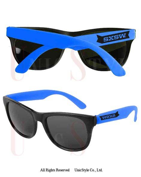#20002 wayfarer 2140 Two-Tone Sunglasses black frame blue arm temple