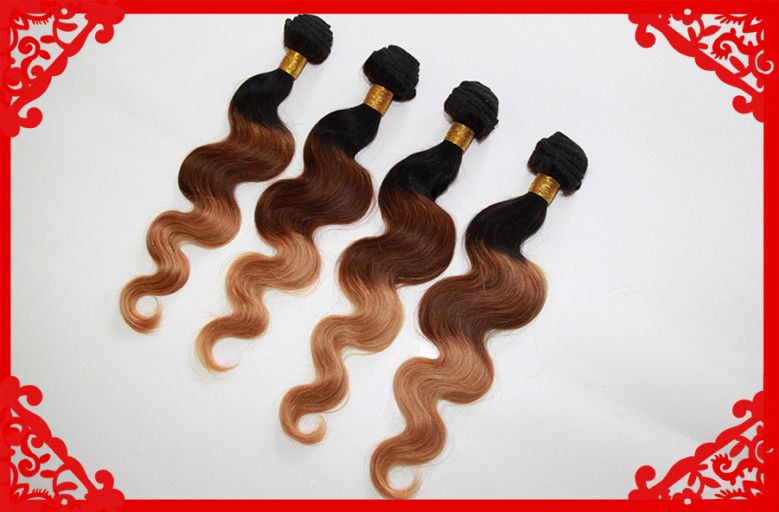 2014 new hot product 5A three tone color  brazilian ombre human hair extension  wholesale price ombre body wave