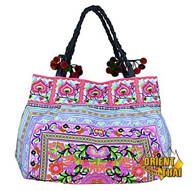 Cotton Shoulder bag with Hmong embroidery