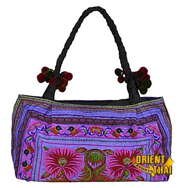 Cotton Shoulder bag with Hmong embroidery