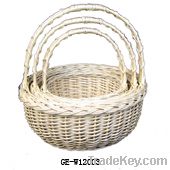 round natural  rattan willow basket with handle