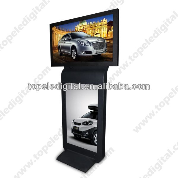 42 inch dual screen standing multimedia player, lcd totem advertising display