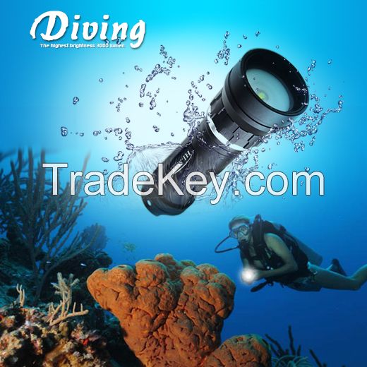 Photo vide light 2400luemn powerful led rechargeable diving light