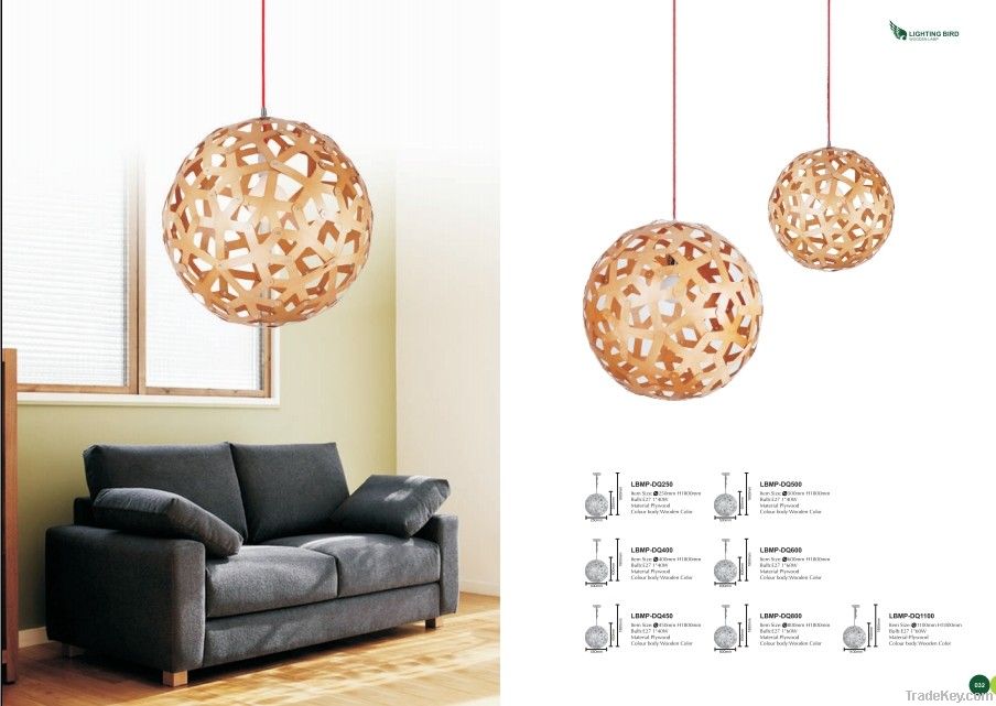 Hotel Lighting Ball Wood Pendant Lamps Made In  China