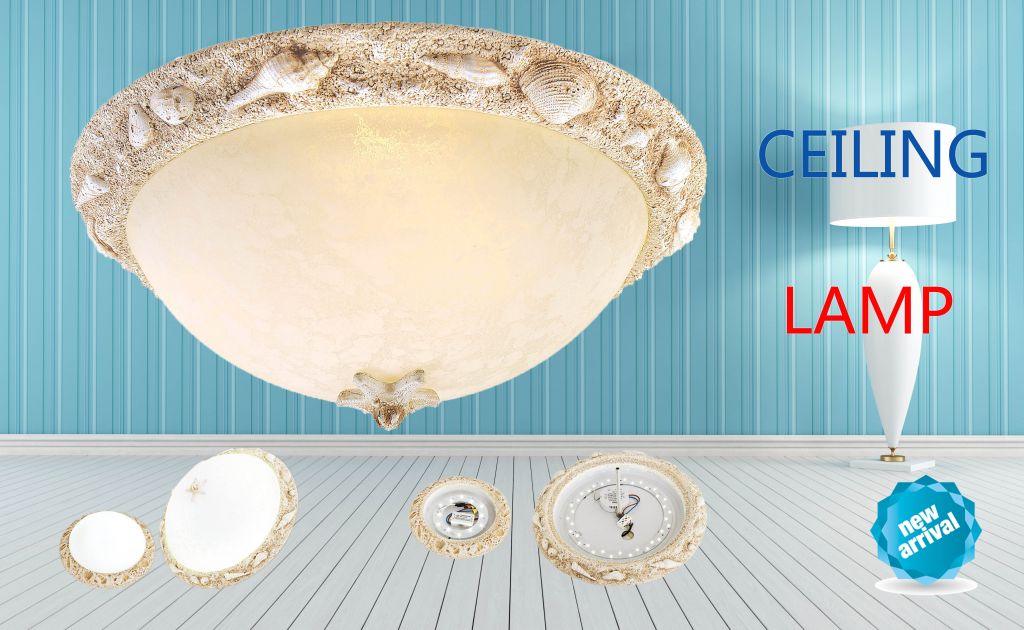 wholesale stone powder ceiling lamp shell lamp living children room lamp LED halogen energy saving lamp