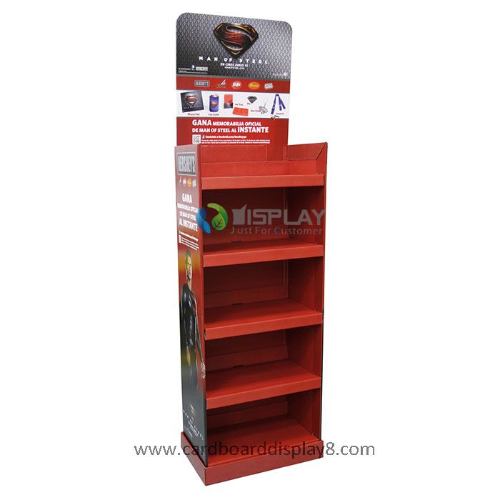 Free standing cardboard display shelves, cardboard floor display with shelves