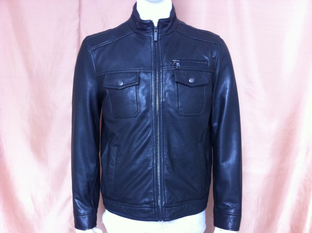 2014 new fashion brand motorcycle genuine leather clothing ,men's leather jacket