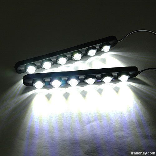 New 2X Car DIY 6 LED DRL Driving Daytime Running Light Bar Soft Head L