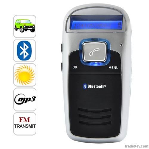 Solar Powered Bluetooth Handsfree Car Kit LCD Display FM For Cell Phon