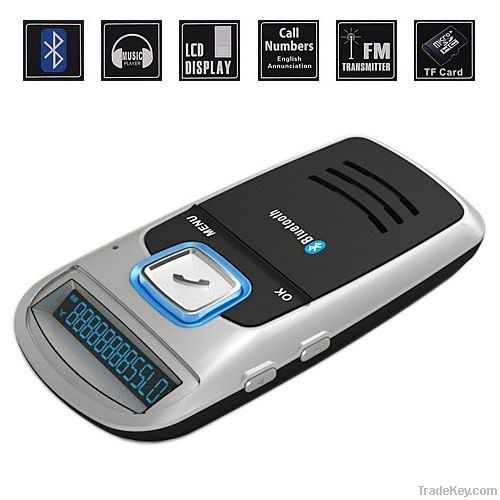 Solar Powered Bluetooth Handsfree Car Kit LCD Display FM For Cell Phon