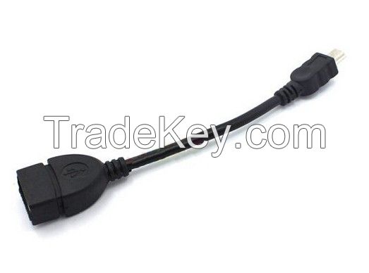 USB A Female to Mini USB B Male Car Audio Conversion Adapter OTG Cable