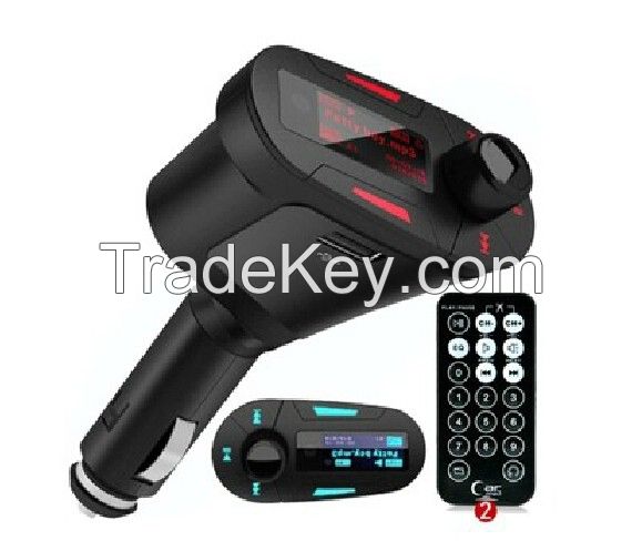 Car Kit Audio Socket In-Car Green LCD FM Transmitter Radio Modulator