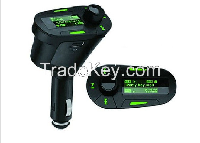 Car Kit Audio Socket In-Car Green LCD FM Transmitter Radio Modulator