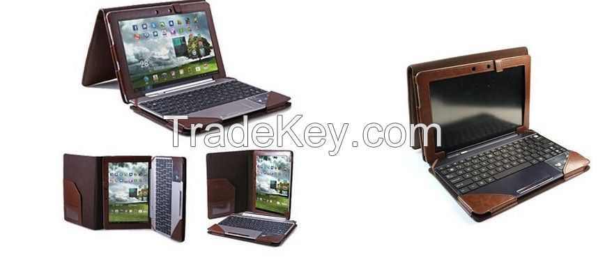 Brown Leather Keyboard Pouch Folio Stand Case Cover