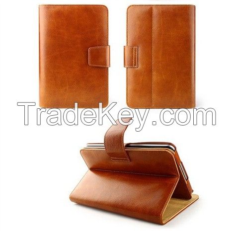 NEW Brown GENUINE Leather ROTARY Folio Case Cover Stand