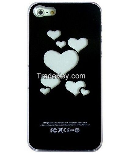 Logo Changed Sense Flash LED light case for iphone5 Luminescence Cover