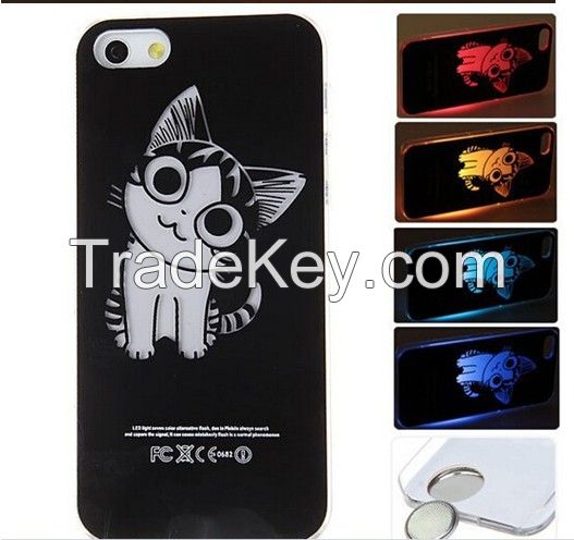 Cat Pattern Fashion Sense LED Flash Light Hard Back Case Cover