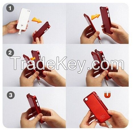 Red 2800mAh Magnetic Power Bank Adsorption Battery Charger Cover Case