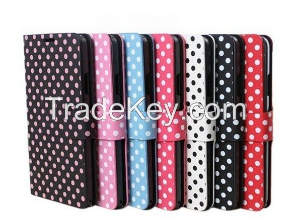 Polka Dots Wave Point Flip Leather Case Cover