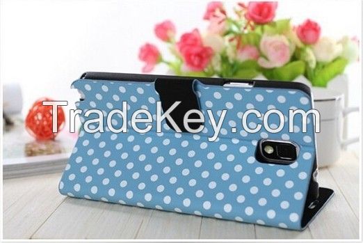 Polka Dots Wave Point Flip Leather Case Cover