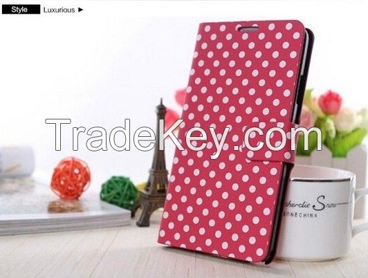 Polka Dots Wave Point Flip Leather Case Cover