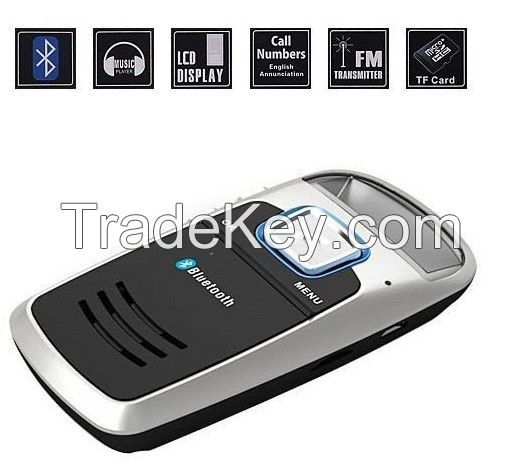 Solar Powered Bluetooth Handsfree Car Kit LCD Display FM