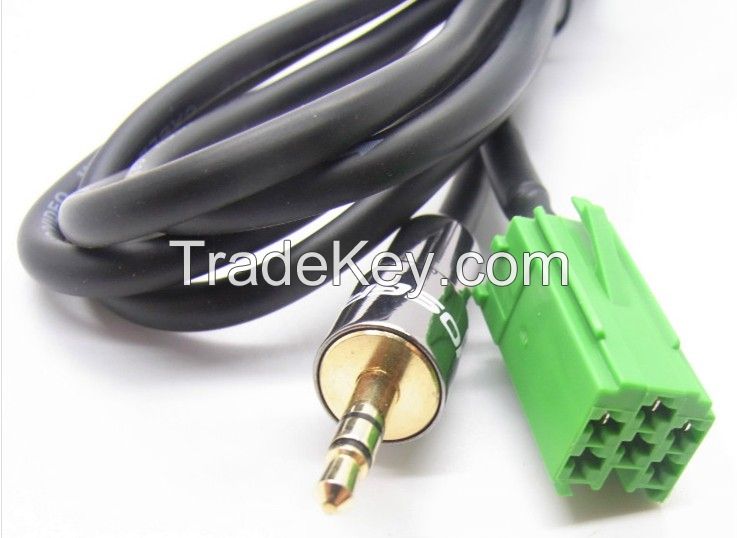 AUX 3.5mm Gold INPUT Cable Adaptor For RENAULT CLIO to Connect