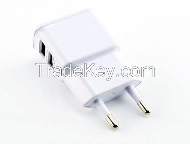 2 port Dual 2A USB EU Plug Wall Charger