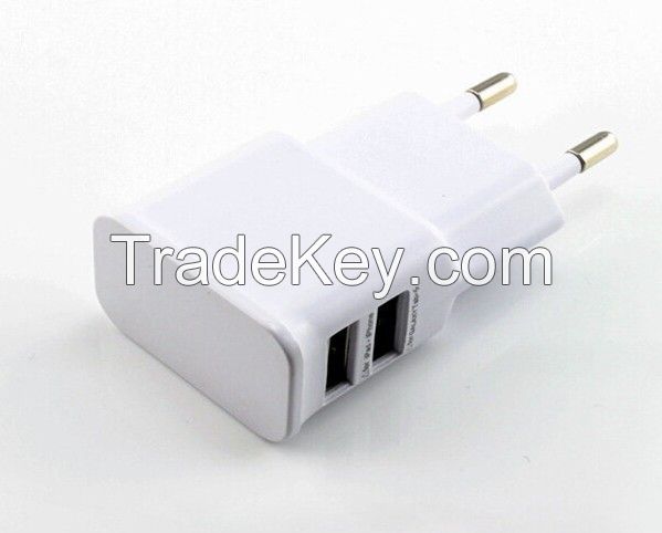 2 port Dual 2A USB EU Plug Wall Charger