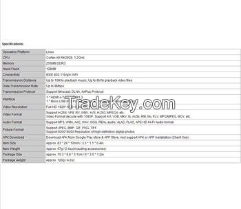 wifi display dongle receiver applies to LCD/TV/Projector with HDMI