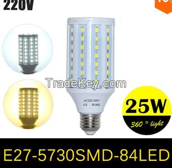 AC 220V 240V 25W E27 84 LED lamps High Lumen 5730 SMD Corn Bulb Pendan