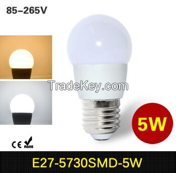E27 5W LED Energy Saving Ball Bulb AC 110V - 220V 5730 SMD LED Lamp