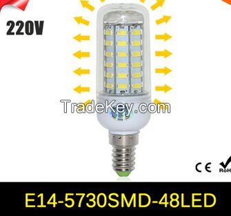 48LEDs SMD 5730 12W E14 LED Corn Bulb AC 220V - 240V Ultra Bright 5730