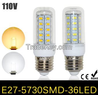 E27 SMD 5730 AC 110V Wall light 36LEDs 11W LED Corn Bulb lamps