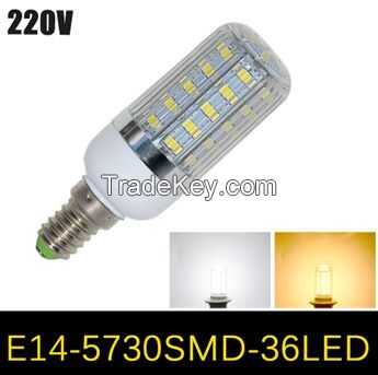 High Bright LED lamps E14 5730 36LEDs AC 220V Corn Bulb 11W