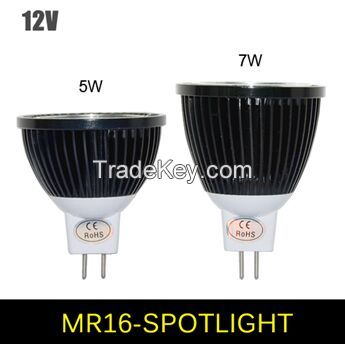 Tungsten Steel Casting Body COB LED Spotlight lamp MR16 5W 7W DC