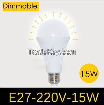 Dimmable E27 15W LED lamps AC 200V 220V 240V Support Dimmer